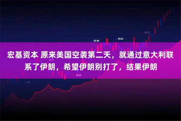 宏基资本 原来美国空袭第二天，就通过意大利联系了伊朗，希望伊朗别打了，结果伊朗