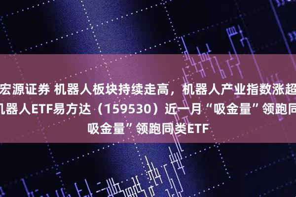宏源证券 机器人板块持续走高，机器人产业指数涨超3%，机器人ETF易方达（159530）近一月“吸金量”领跑同类ETF
