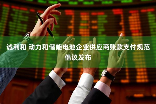 诚利和 动力和储能电池企业供应商账款支付规范倡议发布